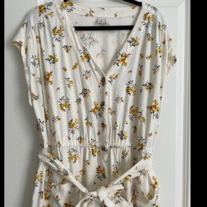 Old Navy Floral Midi Dress - White and Yellow